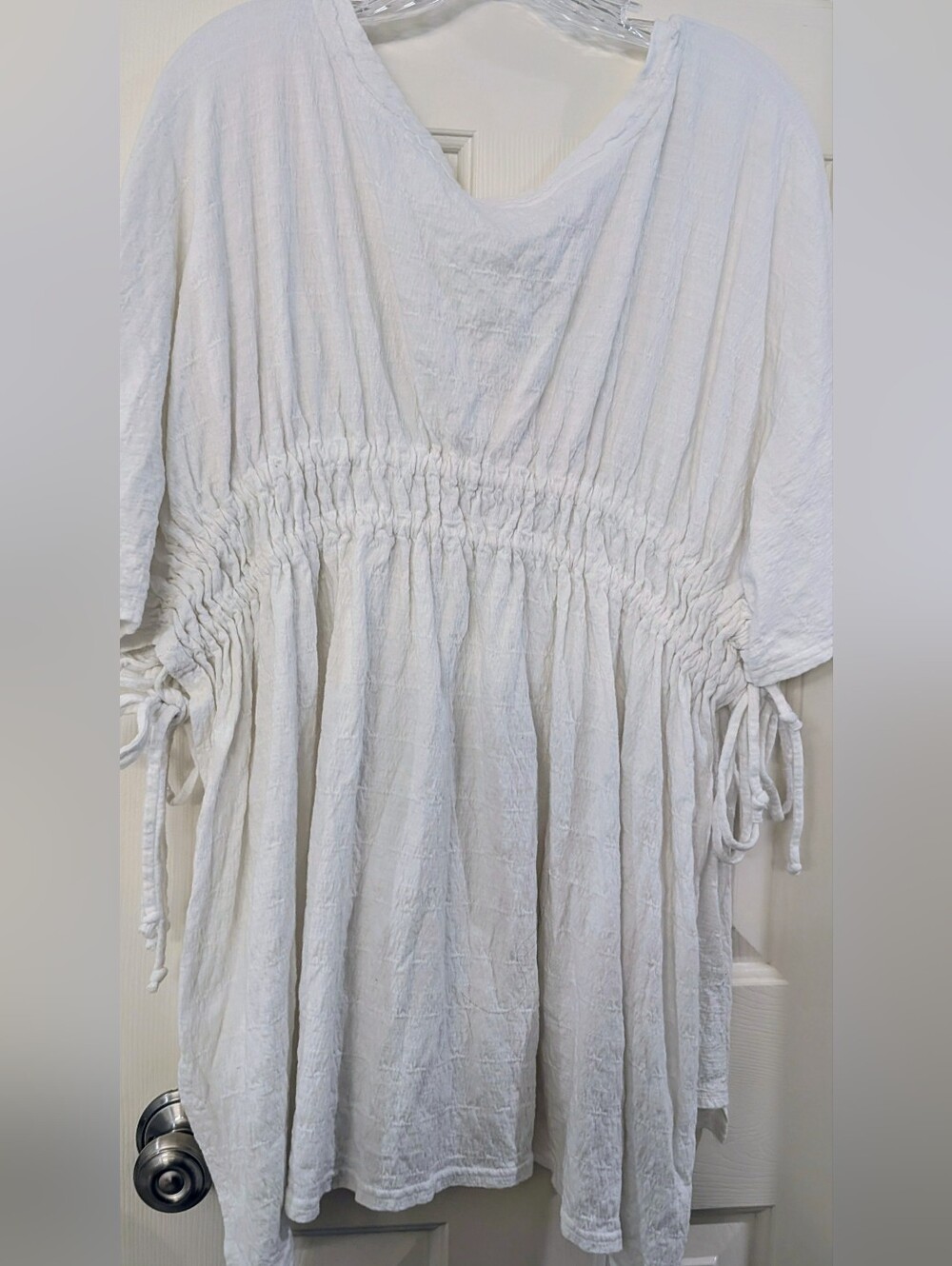 Free People FP Beach White Crinkle Gauze V-Neck Cover Up Tunic XS/S